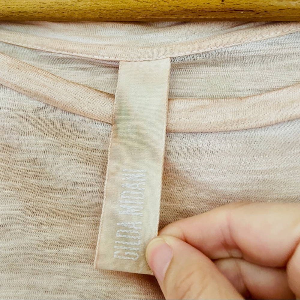 Gilda Midani Colorblock Trap Tee Top Pink Rust Tan Brown Greige Medium - Picture 2 of 7